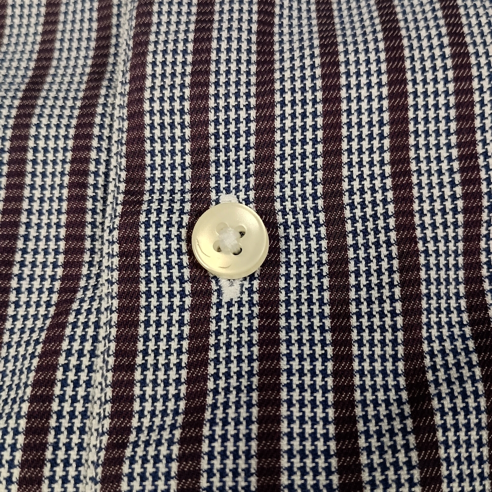 Pronto Uomo Striped Houndstooth Large Mens Button Down Shirt - Picture 4 of 9